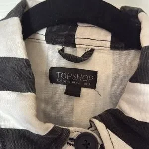 Topshop Black and White Striped Jean Jacket